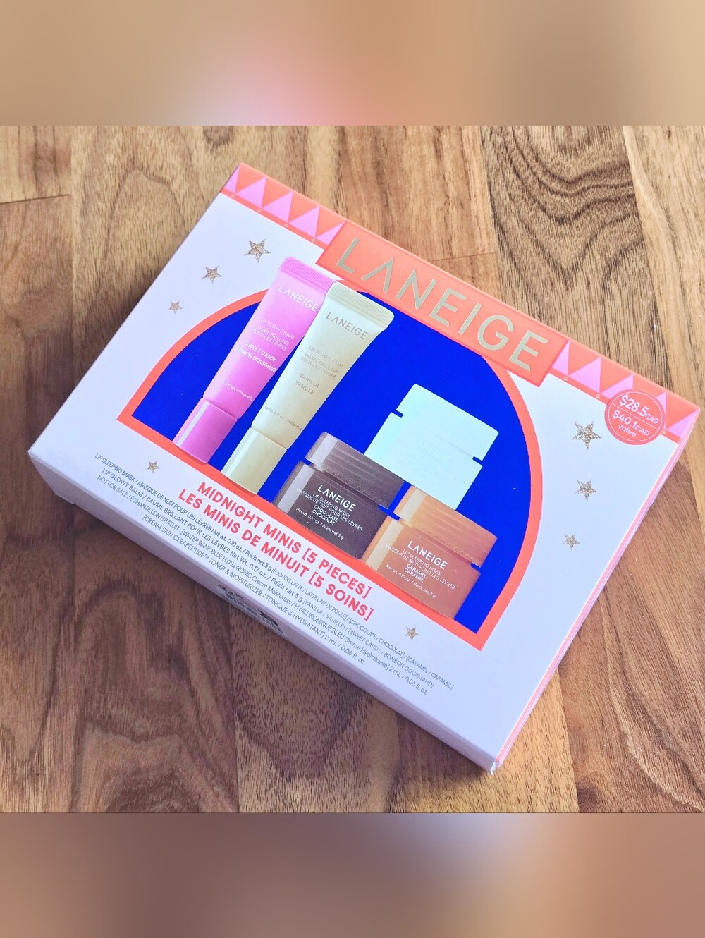 NEW! Laneige Midnight Minis Gift Set 5pc Lip Sleeping Masks & Lip Glowy
